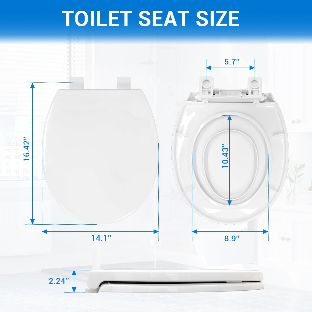 Round Toilet Seat with Built-In Toddler Seat 16.5" - Soft Close for Child & Adult, Potty Training Seat, Durable PP Toilet Seat, Easy Installation & Removal, Fits Most Toilet Bowls