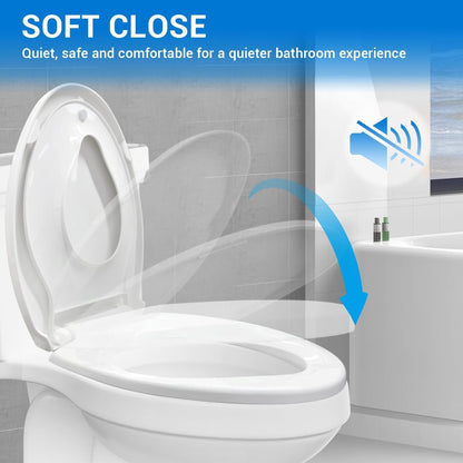 Round Toilet Seat with Built-In Toddler Seat 16.5" - Soft Close for Child & Adult, Potty Training Seat, Durable PP Toilet Seat, Easy Installation & Removal, Fits Most Toilet Bowls