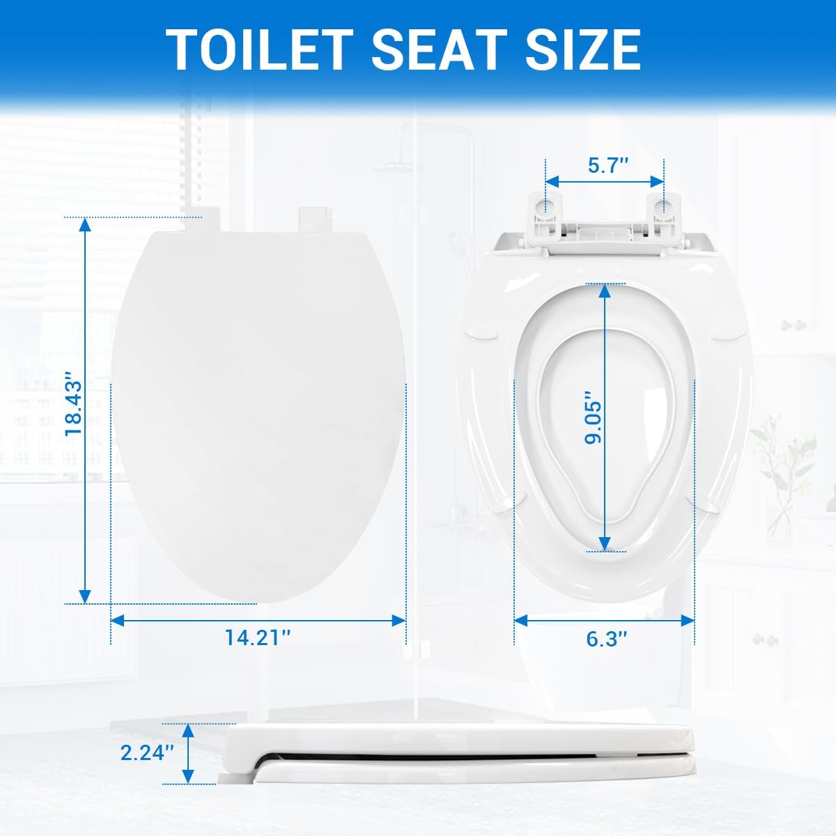 Round Toilet Seat with Built-In Toddler Seat 16.5" - Soft Close for Child & Adult, Potty Training Seat, Durable PP Toilet Seat, Easy Installation & Removal, Fits Most Toilet Bowls
