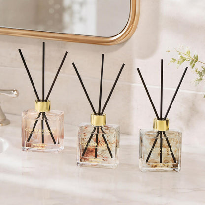 Reed Diffuser Set of 3-3 Pack/ 3.04 Fl.oz Diffuser with 24 Sticks Cashmere Vanilla/Sandalwood Rose/Clean Linen Reed Diffuser for Home Bathroom Office Decor