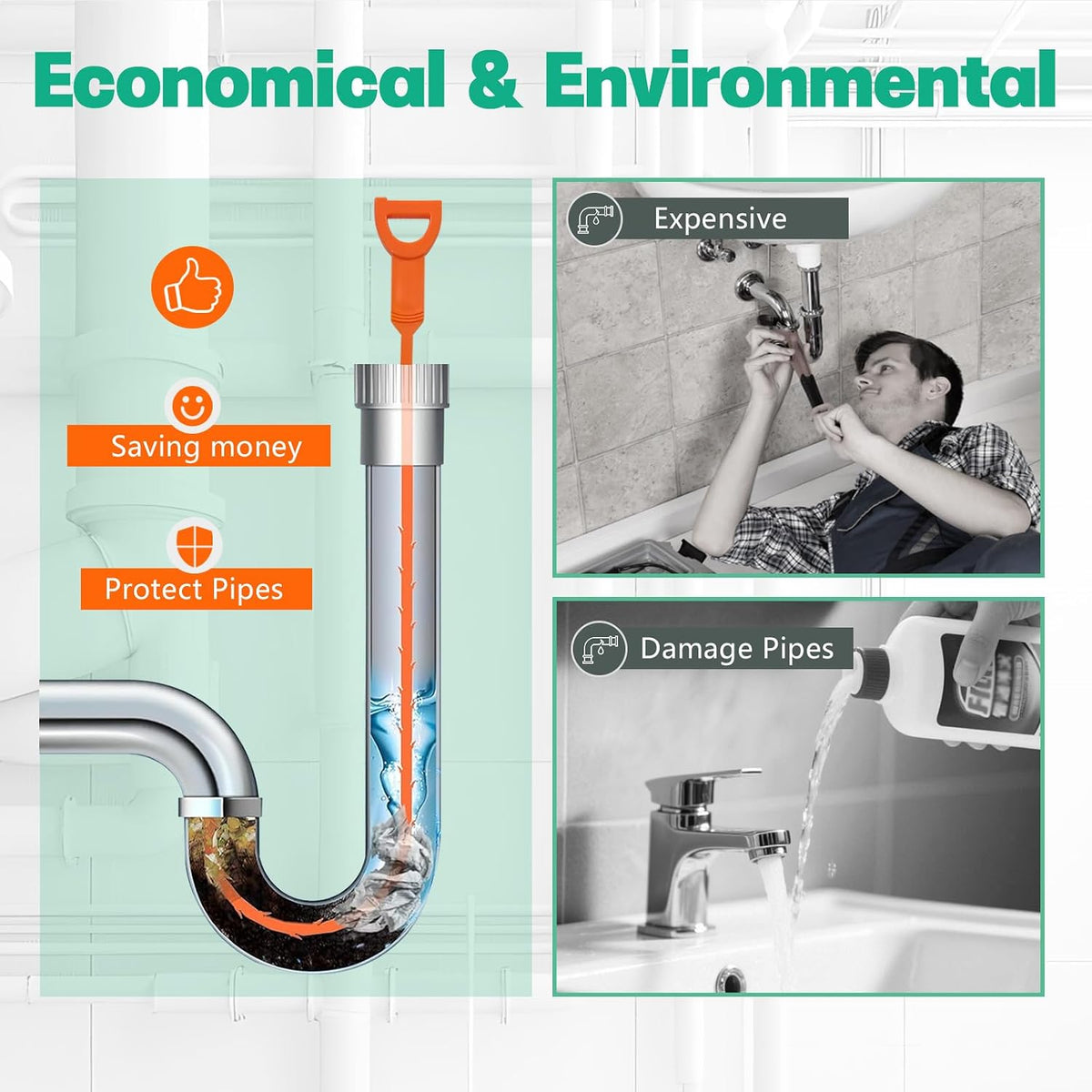 Drain Snake Hair Drain Clog Remover - 3 Pack Shower Sink Unclogger Tool | Flexible Drain Snake Removes Hair Clogs from Sink, Shower, and Bathtub Drains to Restore Water Flow