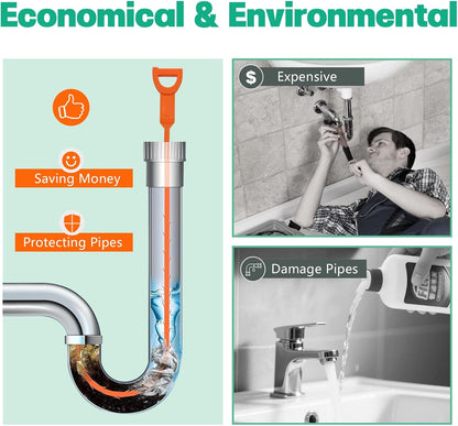 Drain Snake Hair Drain Clog Remover - 3 Pack Shower Sink Unclogger Tool | Flexible Drain Snake Removes Hair Clogs from Sink, Shower, and Bathtub Drains to Restore Water Flow