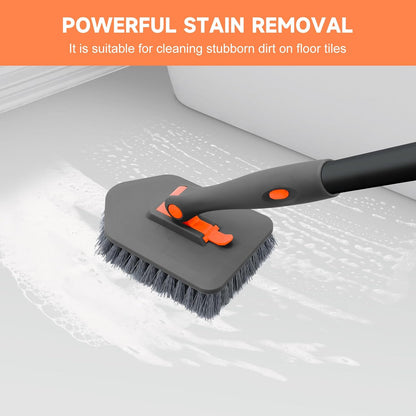 Shower Scrubber with Long Handle, 3 in 1 Tile Tub Scrubber Brush with 3 Detachable Cleaning Heads Adjustable Handle Shower Cleaner Brush for Bathroom, Kitchen, Toilet, Wall, Sink, Blue White