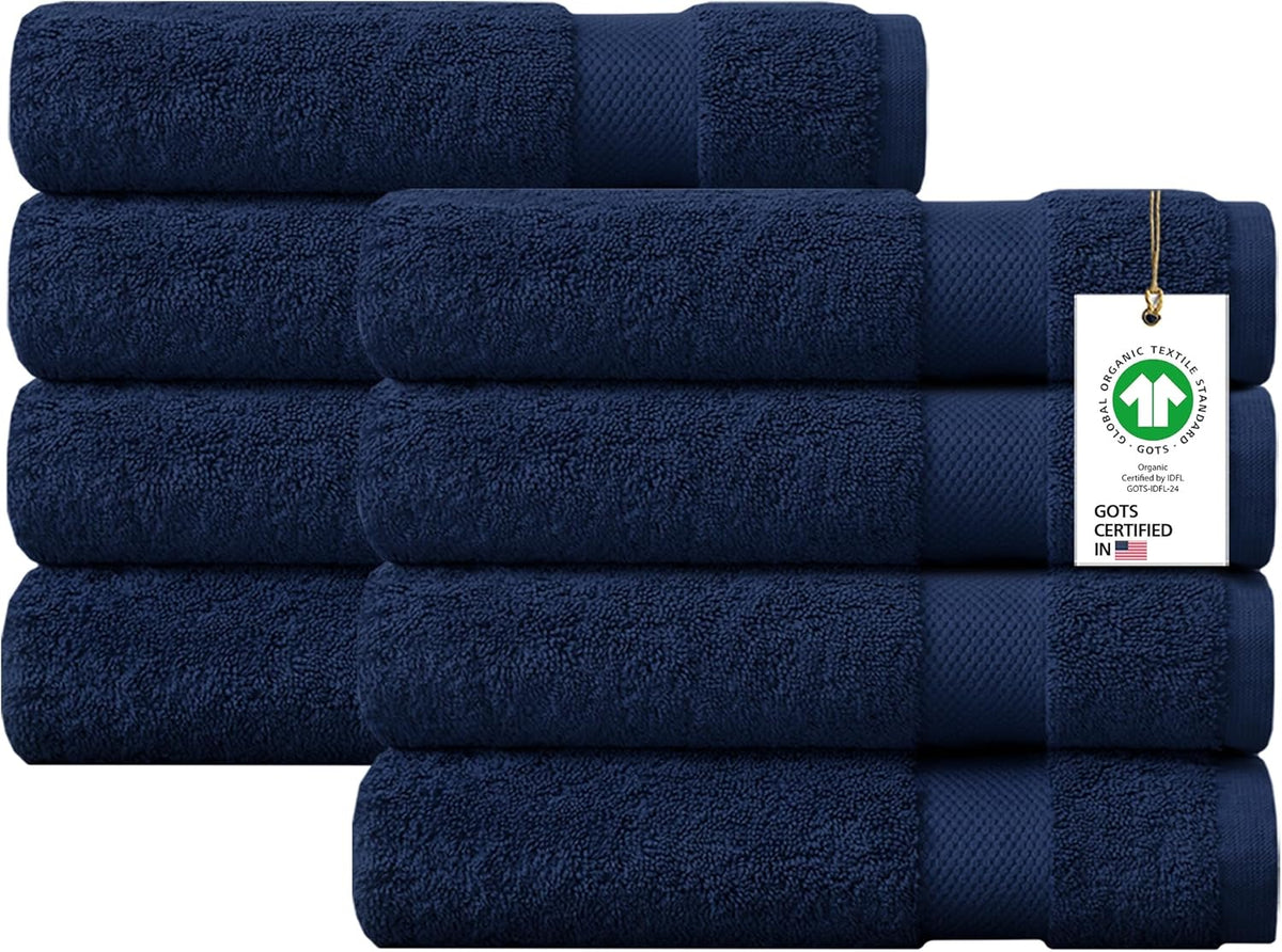 100% Organic Cotton Towels 650 GSM Plush Feather Touch Quick Dry Bath Towel, Pack of 4 GOTS Certified, Oeko-Tex Green Certified, Organic Cotton Bath Towel, 30"X58"
