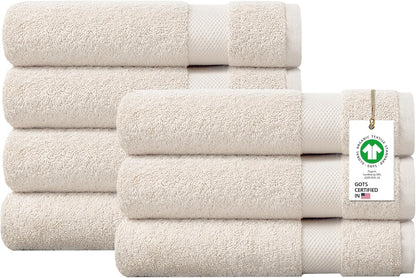 100% Organic Cotton Towels 650 GSM Plush Feather Touch Quick Dry Bath Towel, Pack of 4 GOTS Certified, Oeko-Tex Green Certified, Organic Cotton Bath Towel, 30"X58"