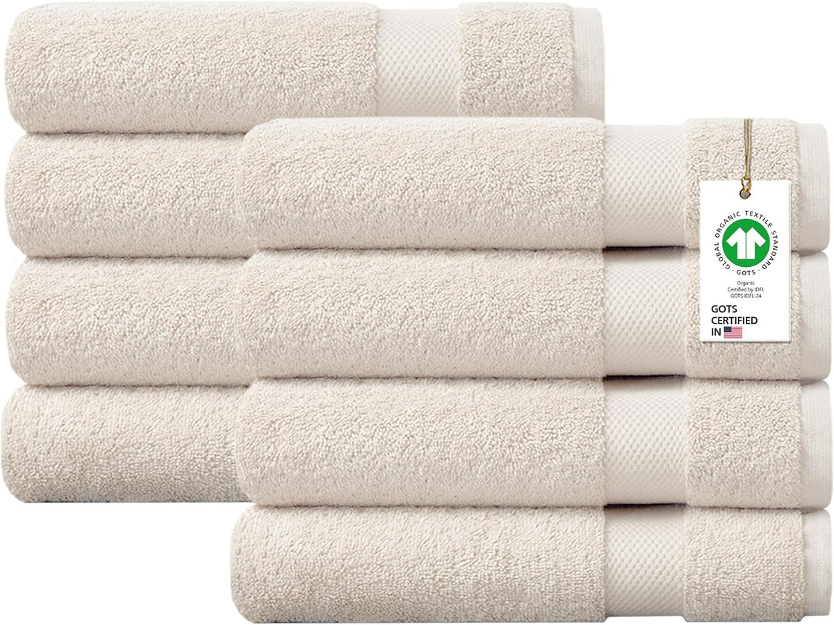 100% Organic Cotton Towels 650 GSM Plush Feather Touch Quick Dry Bath Towel, Pack of 4 GOTS Certified, Oeko-Tex Green Certified, Organic Cotton Bath Towel, 30"X58"