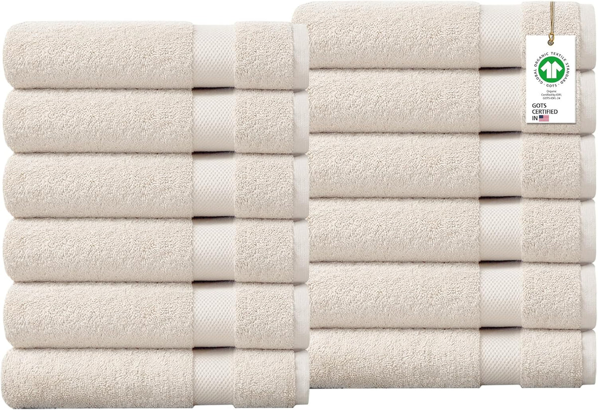 100% Organic Cotton Towels 650 GSM Plush Feather Touch Quick Dry Bath Towel, Pack of 4 GOTS Certified, Oeko-Tex Green Certified, Organic Cotton Bath Towel, 30"X58"