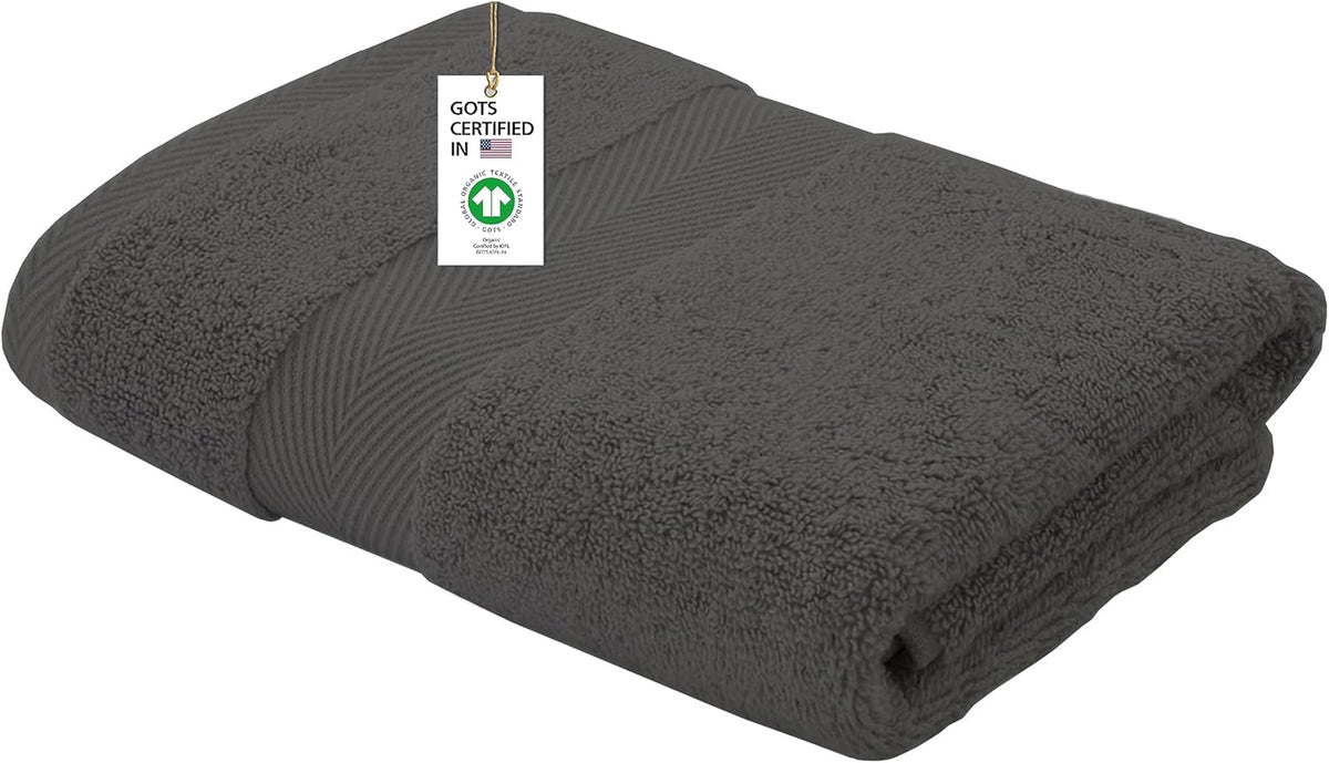 100% Organic Cotton Towels 650 GSM Plush Feather Touch Quick Dry Bath Towel, Pack of 4 GOTS Certified, Oeko-Tex Green Certified, Organic Cotton Bath Towel, 30"X58"