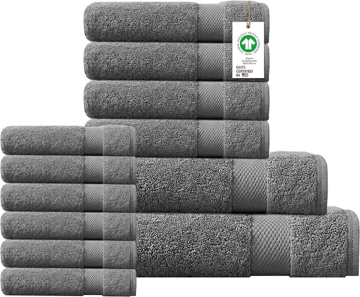 100% Organic Cotton Towels 650 GSM Plush Feather Touch Quick Dry Bath Towel, Pack of 4 GOTS Certified, Oeko-Tex Green Certified, Organic Cotton Bath Towel, 30"X58"