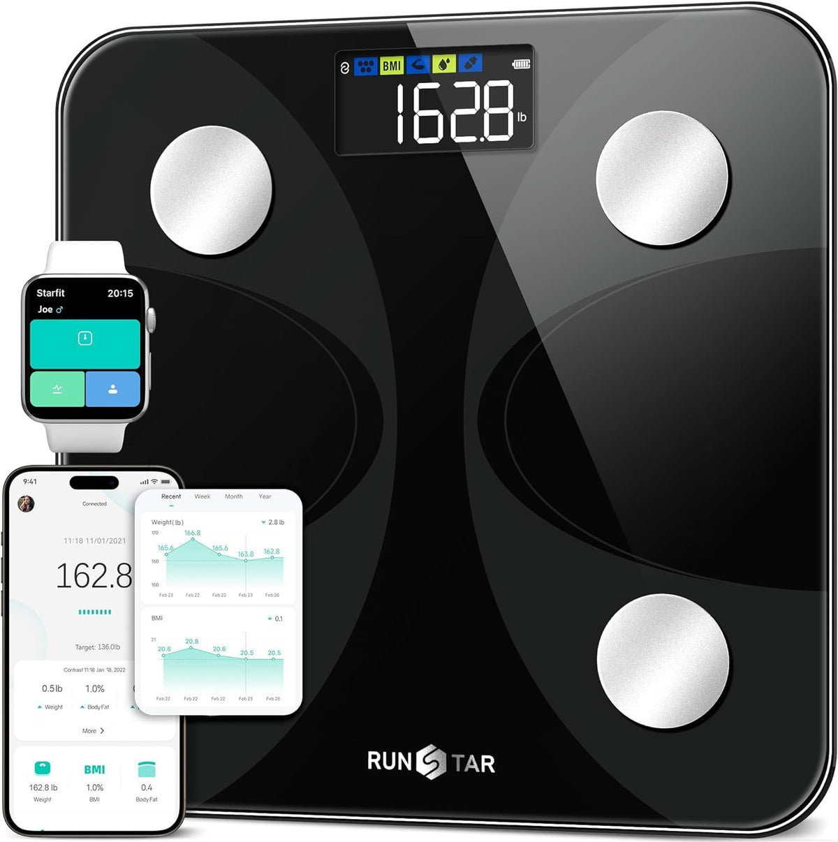 Scale for Body Weight and Fat Percentage, Digital Accurate Bathroom Smart Scale with Large Display, FSA&HSA Eligible 13 Body Composition Analyzer Sync App