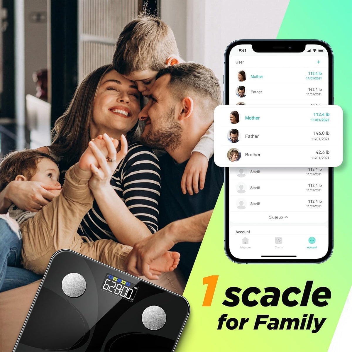 Scale for Body Weight and Fat Percentage, Digital Accurate Bathroom Smart Scale with Large Display, FSA&HSA Eligible 13 Body Composition Analyzer Sync App
