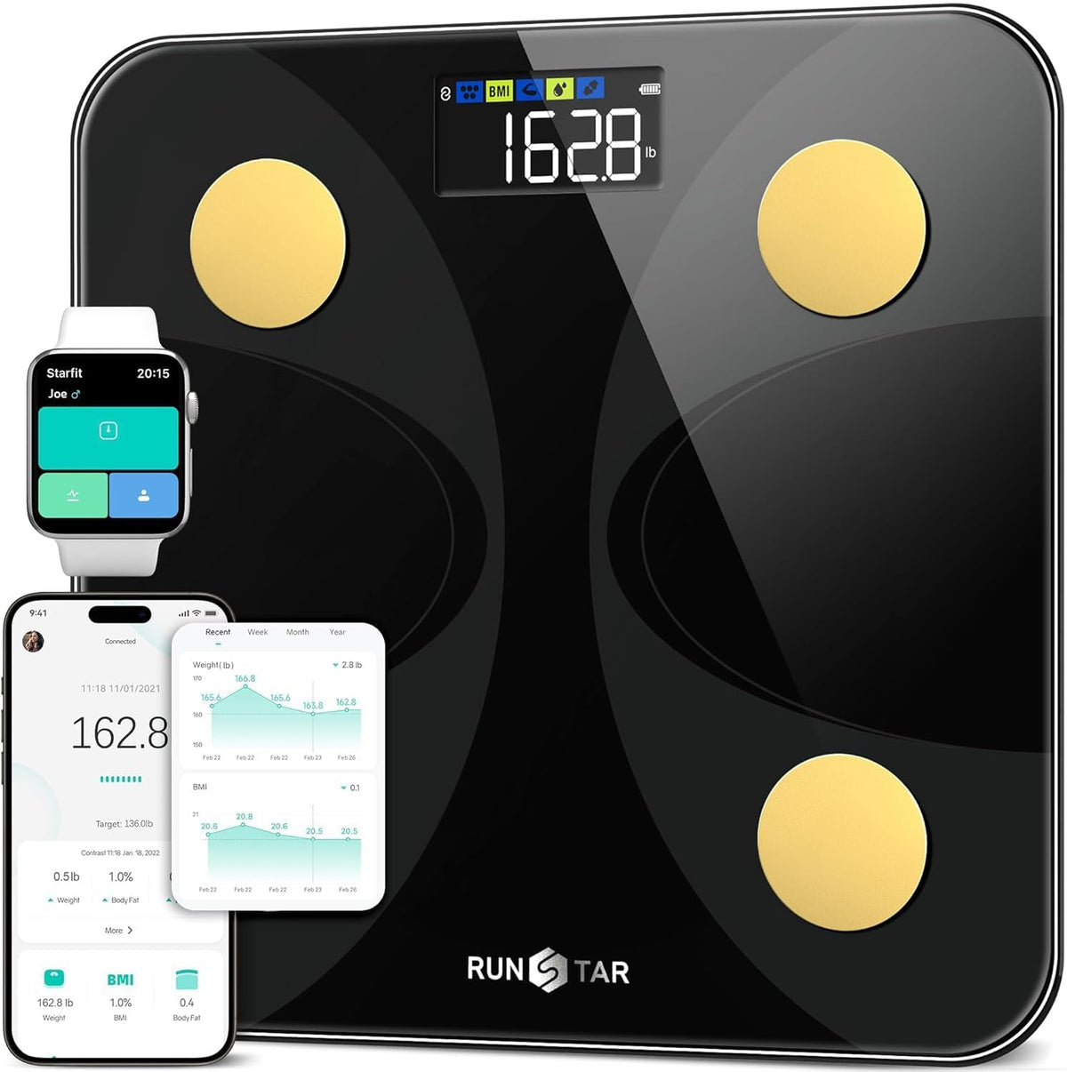 Scale for Body Weight and Fat Percentage, Digital Accurate Bathroom Smart Scale with Large Display, FSA&HSA Eligible 13 Body Composition Analyzer Sync App