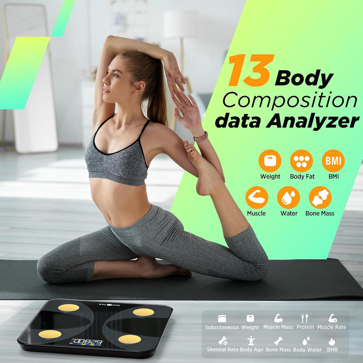 Scale for Body Weight and Fat Percentage, Digital Accurate Bathroom Smart Scale with Large Display, FSA&HSA Eligible 13 Body Composition Analyzer Sync App