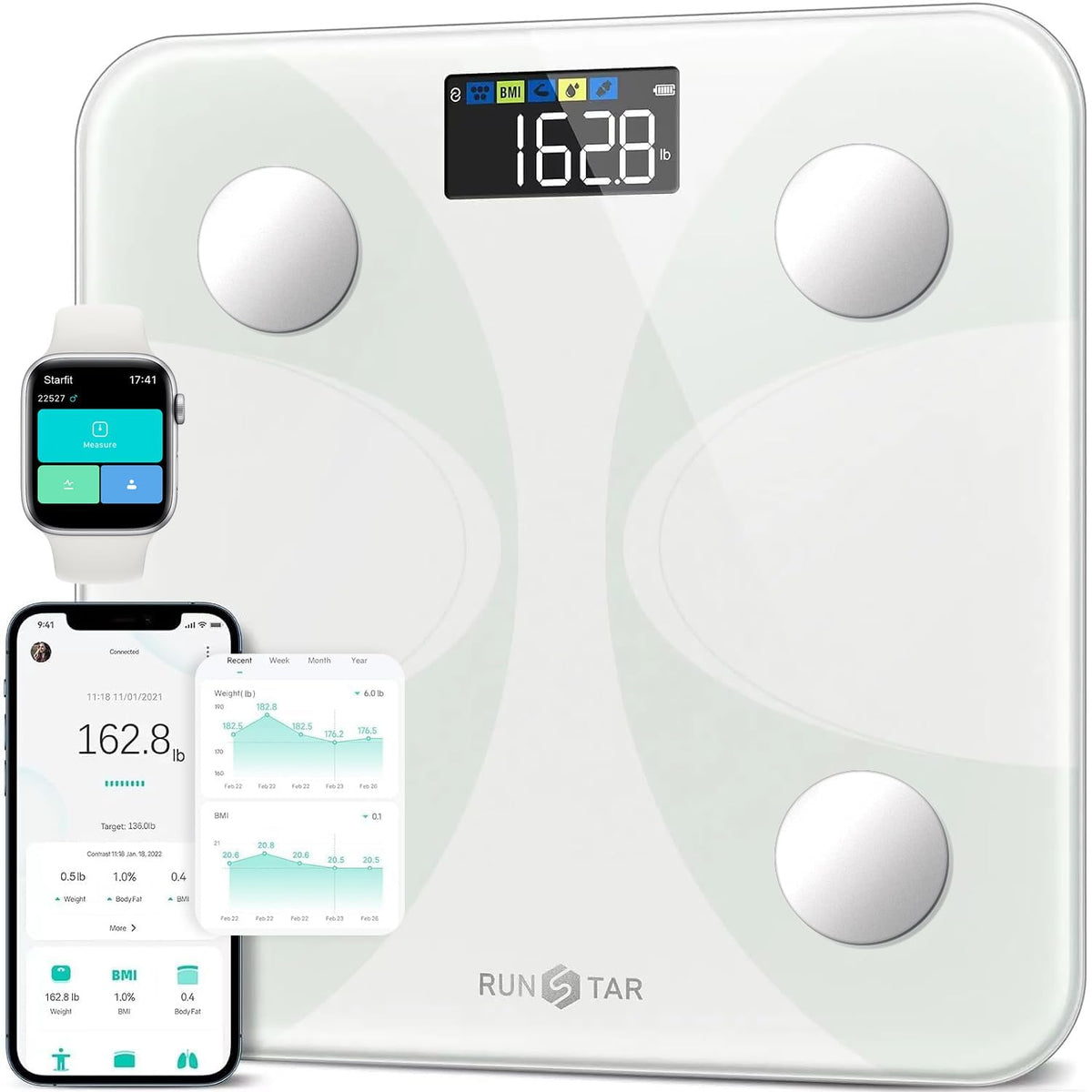 Scale for Body Weight and Fat Percentage, Digital Accurate Bathroom Smart Scale with Large Display, FSA&HSA Eligible 13 Body Composition Analyzer Sync App