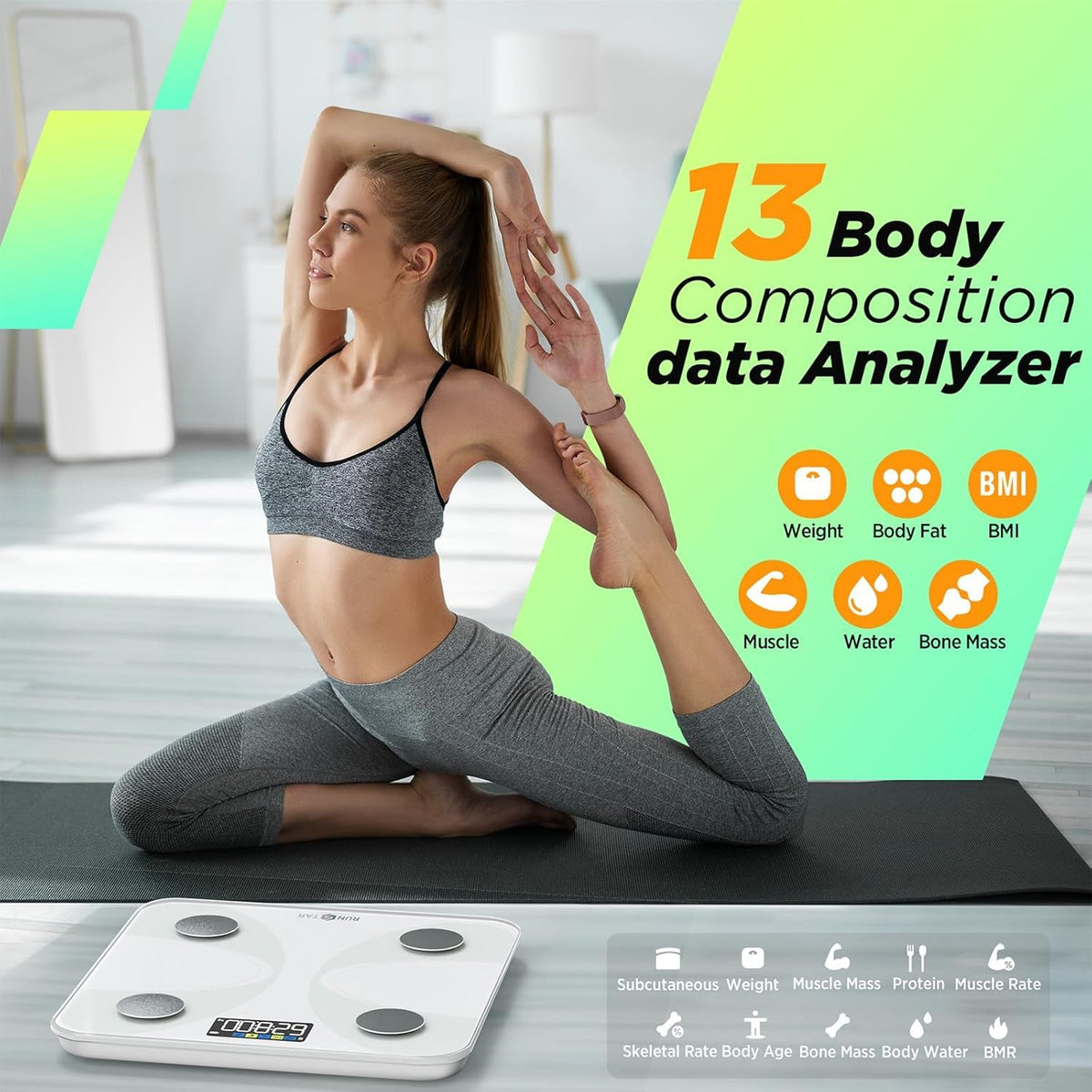 Scale for Body Weight and Fat Percentage, Digital Accurate Bathroom Smart Scale with Large Display, FSA&HSA Eligible 13 Body Composition Analyzer Sync App