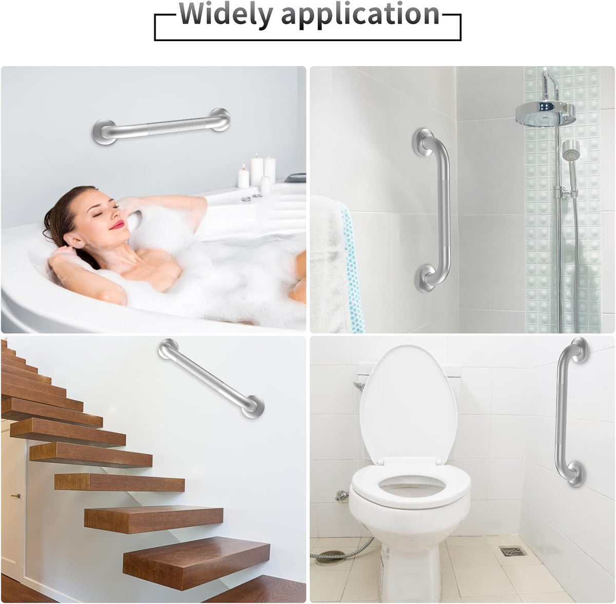 Grab Bars for Shower, 2 Pack 16 in Anti Slip Safety Bath Handle for Senior | Stainless Steel Shower Grab Bars, Handicap Elderly Bathtub and Toilet Bathroom Assist,Safety Grab Bars with Concealed Screws