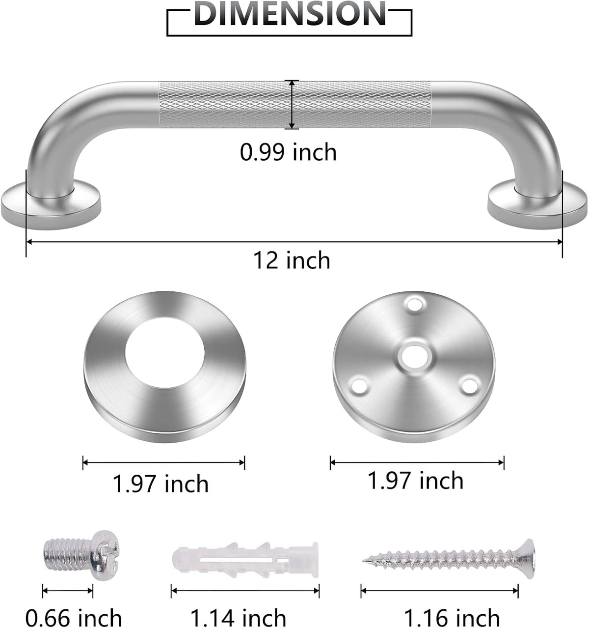 Grab Bars for Shower, 2 Pack 16 in Anti Slip Safety Bath Handle for Senior | Stainless Steel Shower Grab Bars, Handicap Elderly Bathtub and Toilet Bathroom Assist,Safety Grab Bars with Concealed Screws