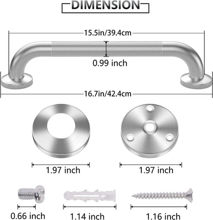 Grab Bars for Shower, 2 Pack 16 in Anti Slip Safety Bath Handle for Senior | Stainless Steel Shower Grab Bars, Handicap Elderly Bathtub and Toilet Bathroom Assist,Safety Grab Bars with Concealed Screws