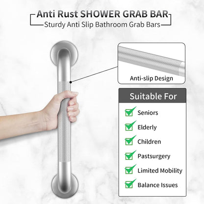 Grab Bars for Shower, 2 Pack 16 in Anti Slip Safety Bath Handle for Senior | Stainless Steel Shower Grab Bars, Handicap Elderly Bathtub and Toilet Bathroom Assist,Safety Grab Bars with Concealed Screws