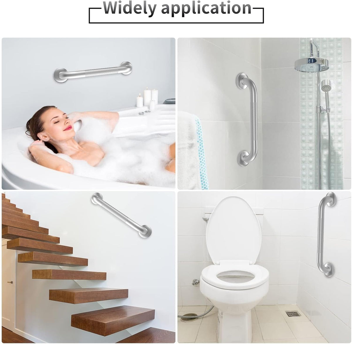 Grab Bars for Shower, 2 Pack 16 in Anti Slip Safety Bath Handle for Senior | Stainless Steel Shower Grab Bars, Handicap Elderly Bathtub and Toilet Bathroom Assist,Safety Grab Bars with Concealed Screws