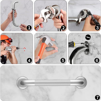 Grab Bars for Shower, 2 Pack 16 in Anti Slip Safety Bath Handle for Senior | Stainless Steel Shower Grab Bars, Handicap Elderly Bathtub and Toilet Bathroom Assist,Safety Grab Bars with Concealed Screws