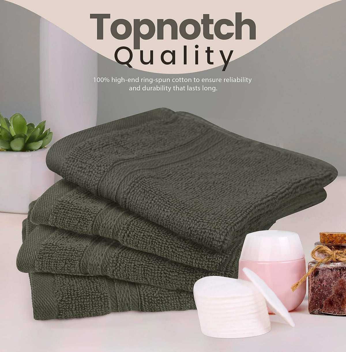 Towel and Linen Mart 100% Cotton 6 Pack Bath Towel Set, Quick Dry, Super Absorbent, Light Weight, Soft, (27 x 54 Pack of 6) Beige, White, Grey, Sky Blue, SAGE Green, Navy