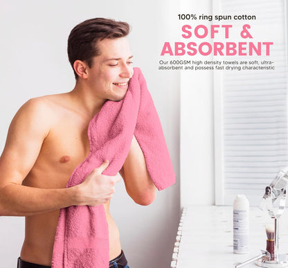 Towel and Linen Mart 100% Cotton 6 Pack Bath Towel Set, Quick Dry, Super Absorbent, Light Weight, Soft, (27 x 54 Pack of 6) Beige, White, Grey, Sky Blue, SAGE Green, Navy