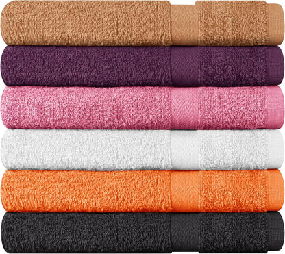 Towel and Linen Mart 100% Cotton 6 Pack Bath Towel Set, Quick Dry, Super Absorbent, Light Weight, Soft, (27 x 54 Pack of 6) Beige, White, Grey, Sky Blue, SAGE Green, Navy