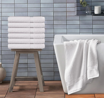 Towel and Linen Mart 100% Cotton 6 Pack Bath Towel Set, Quick Dry, Super Absorbent, Light Weight, Soft, (27 x 54 Pack of 6) Beige, White, Grey, Sky Blue, SAGE Green, Navy