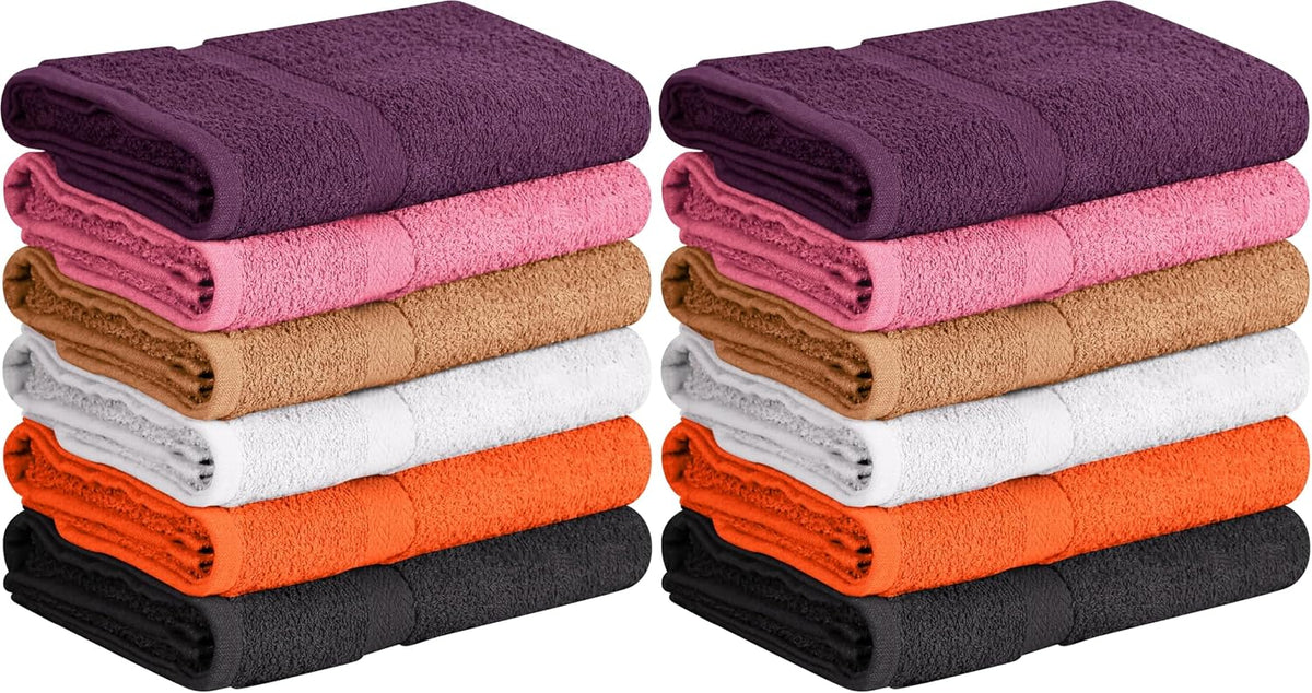 Towel and Linen Mart 100% Cotton 6 Pack Bath Towel Set, Quick Dry, Super Absorbent, Light Weight, Soft, (27 x 54 Pack of 6) Beige, White, Grey, Sky Blue, SAGE Green, Navy