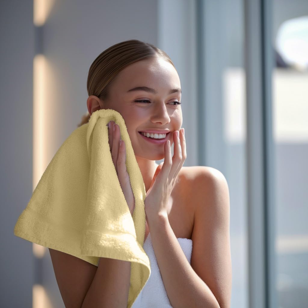 Towel and Linen Mart 100% Cotton 6 Pack Bath Towel Set, Quick Dry, Super Absorbent, Light Weight, Soft, (27 x 54 Pack of 6) Beige, White, Grey, Sky Blue, SAGE Green, Navy
