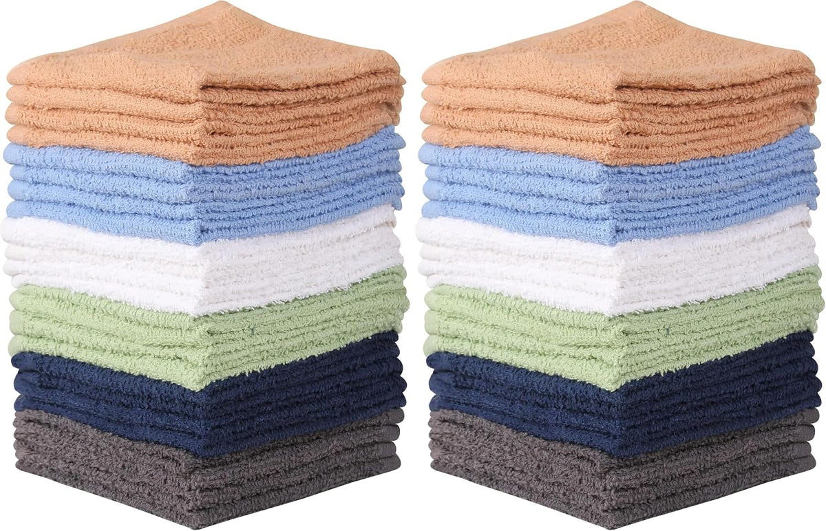 Towel and Linen Mart 100% Cotton 6 Pack Bath Towel Set, Quick Dry, Super Absorbent, Light Weight, Soft, (27 x 54 Pack of 6) Beige, White, Grey, Sky Blue, SAGE Green, Navy