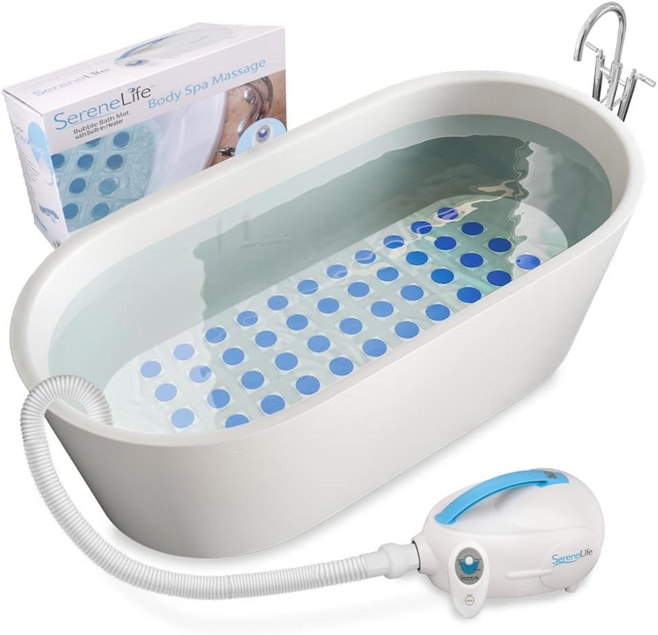 Bubble Bath Mat, Bathtub Mat with Air Massage and Remote Control, Waterproof, Non-Slip, Adjustable Bubble Intensity, Aroma Diffuser, 47x14.2 Inch Full Body Spa Massager