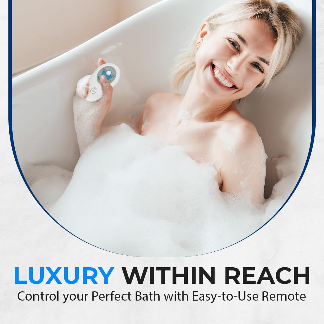 Bubble Bath Mat, Bathtub Mat with Air Massage and Remote Control, Waterproof, Non-Slip, Adjustable Bubble Intensity, Aroma Diffuser, 47x14.2 Inch Full Body Spa Massager