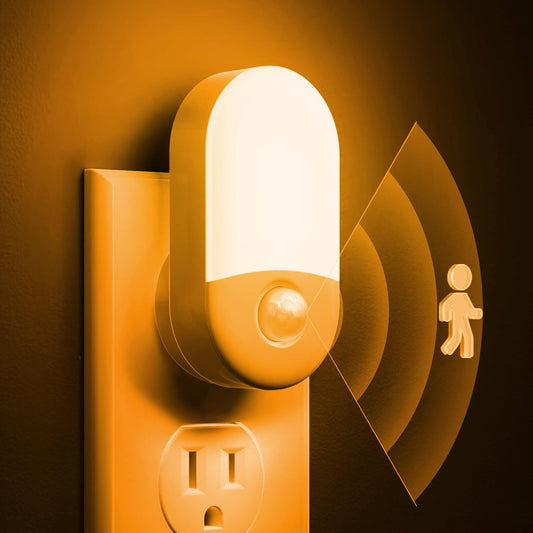Motion Sensor Night Light, Amber Night Lights Plug into Wall,2P | Yellow Sleep Light,Motion Sensor Light Indoor,30/60LM,Motion Activated,Automatic Low Blue Nightlight,Bathroom Bedroom Hallway