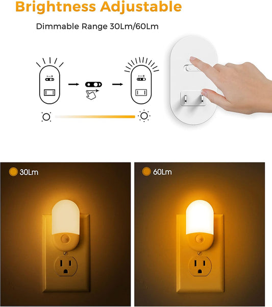 Motion Sensor Night Light, Amber Night Lights Plug into Wall,2P | Yellow Sleep Light,Motion Sensor Light Indoor,30/60LM,Motion Activated,Automatic Low Blue Nightlight,Bathroom Bedroom Hallway