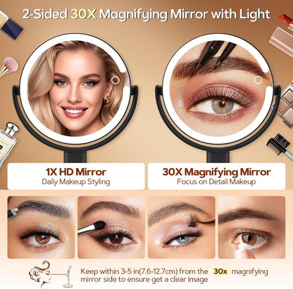Vanity Mirror with Lights, Magnifying Makeup Mirror 30X/1X