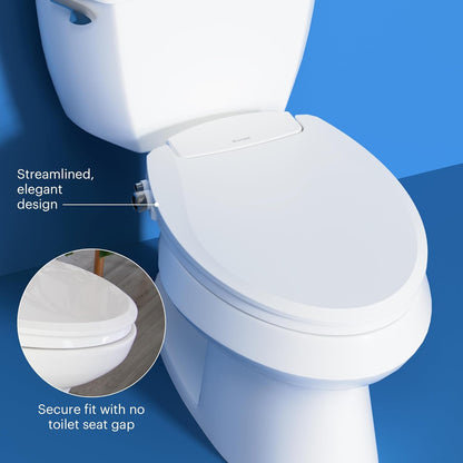 Bidet Toilet Seat Non-Electric Swash Ecoseat, Fits Elongated Toilets, White - Dual Nozzle System, Ambient Water Temperature - Bidet with Easy Installation