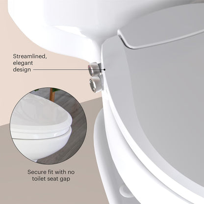 Bidet Toilet Seat Non-Electric Swash Ecoseat, Fits Elongated Toilets, White - Dual Nozzle System, Ambient Water Temperature - Bidet with Easy Installation