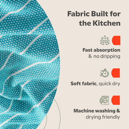 Classic Dish Towels - 15 Pack - 14" by 25" - 100% Cotton Kitchen Towels - Reusable Bulk Cleaning Cloths - Blue Hand Towels - Super Absorbent - Machine Washable