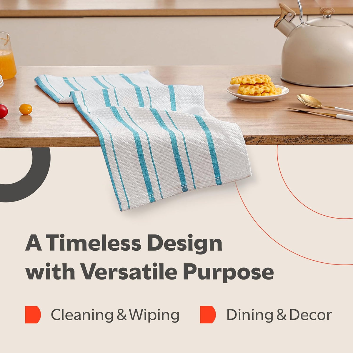 Classic Dish Towels - 15 Pack - 14" by 25" - 100% Cotton Kitchen Towels - Reusable Bulk Cleaning Cloths - Blue Hand Towels - Super Absorbent - Machine Washable