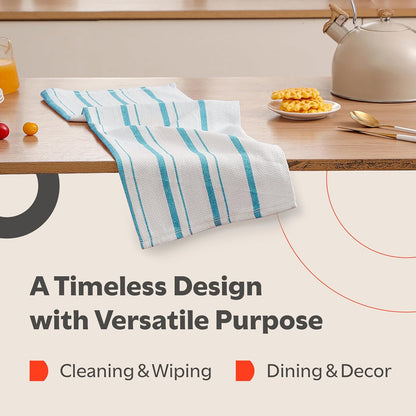 Classic Dish Towels - 15 Pack - 14" by 25" - 100% Cotton Kitchen Towels - Reusable Bulk Cleaning Cloths - Blue Hand Towels - Super Absorbent - Machine Washable
