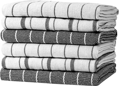 Classic Dish Towels - 15 Pack - 14" by 25" - 100% Cotton Kitchen Towels - Reusable Bulk Cleaning Cloths - Blue Hand Towels - Super Absorbent - Machine Washable