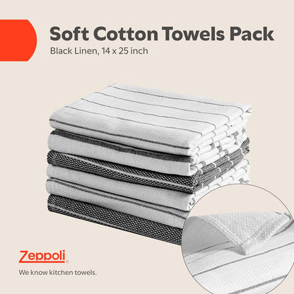 Classic Dish Towels - 15 Pack - 14" by 25" - 100% Cotton Kitchen Towels - Reusable Bulk Cleaning Cloths - Blue Hand Towels - Super Absorbent - Machine Washable