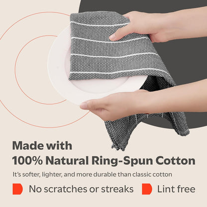 Classic Dish Towels - 15 Pack - 14" by 25" - 100% Cotton Kitchen Towels - Reusable Bulk Cleaning Cloths - Blue Hand Towels - Super Absorbent - Machine Washable