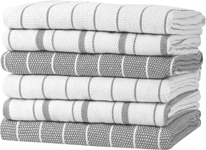Classic Dish Towels - 15 Pack - 14" by 25" - 100% Cotton Kitchen Towels - Reusable Bulk Cleaning Cloths - Blue Hand Towels - Super Absorbent - Machine Washable