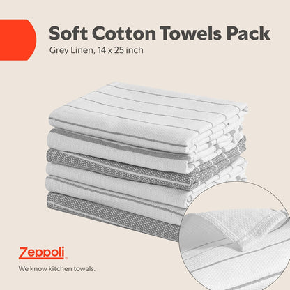 Classic Dish Towels - 15 Pack - 14" by 25" - 100% Cotton Kitchen Towels - Reusable Bulk Cleaning Cloths - Blue Hand Towels - Super Absorbent - Machine Washable