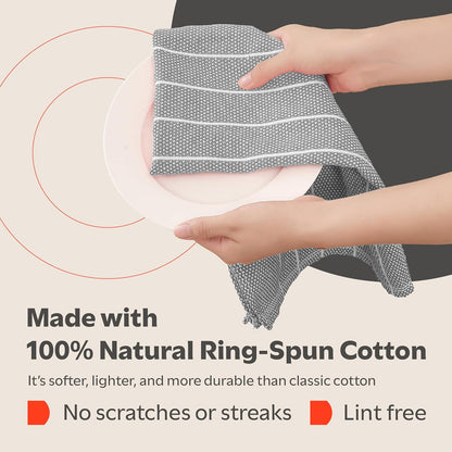 Classic Dish Towels - 15 Pack - 14" by 25" - 100% Cotton Kitchen Towels - Reusable Bulk Cleaning Cloths - Blue Hand Towels - Super Absorbent - Machine Washable