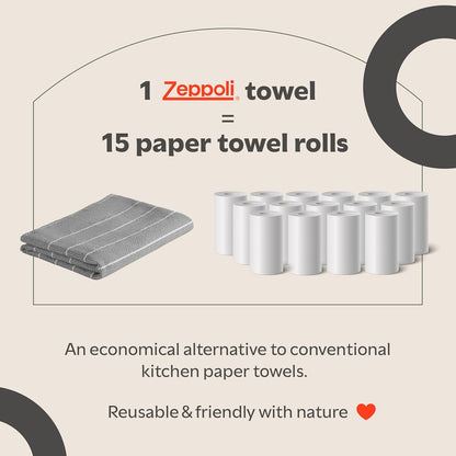 Classic Dish Towels - 15 Pack - 14" by 25" - 100% Cotton Kitchen Towels - Reusable Bulk Cleaning Cloths - Blue Hand Towels - Super Absorbent - Machine Washable