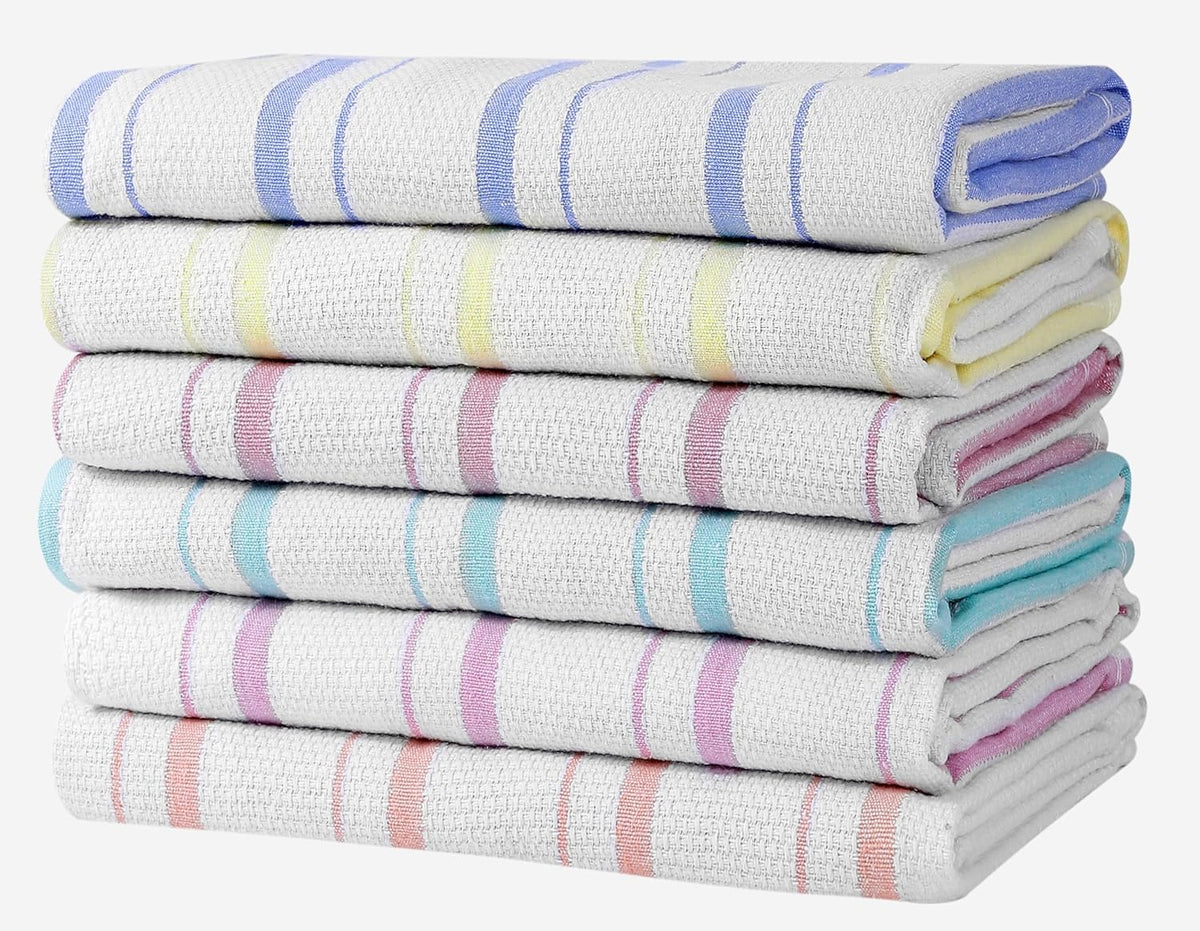 Classic Dish Towels - 15 Pack - 14" by 25" - 100% Cotton Kitchen Towels - Reusable Bulk Cleaning Cloths - Blue Hand Towels - Super Absorbent - Machine Washable